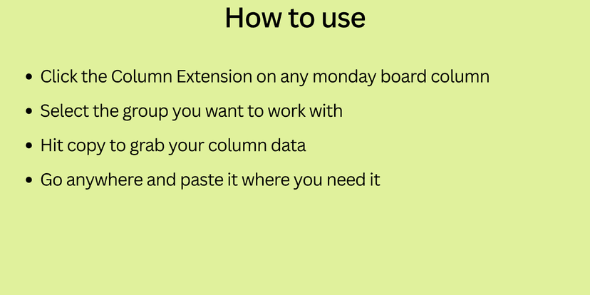Select column and copy